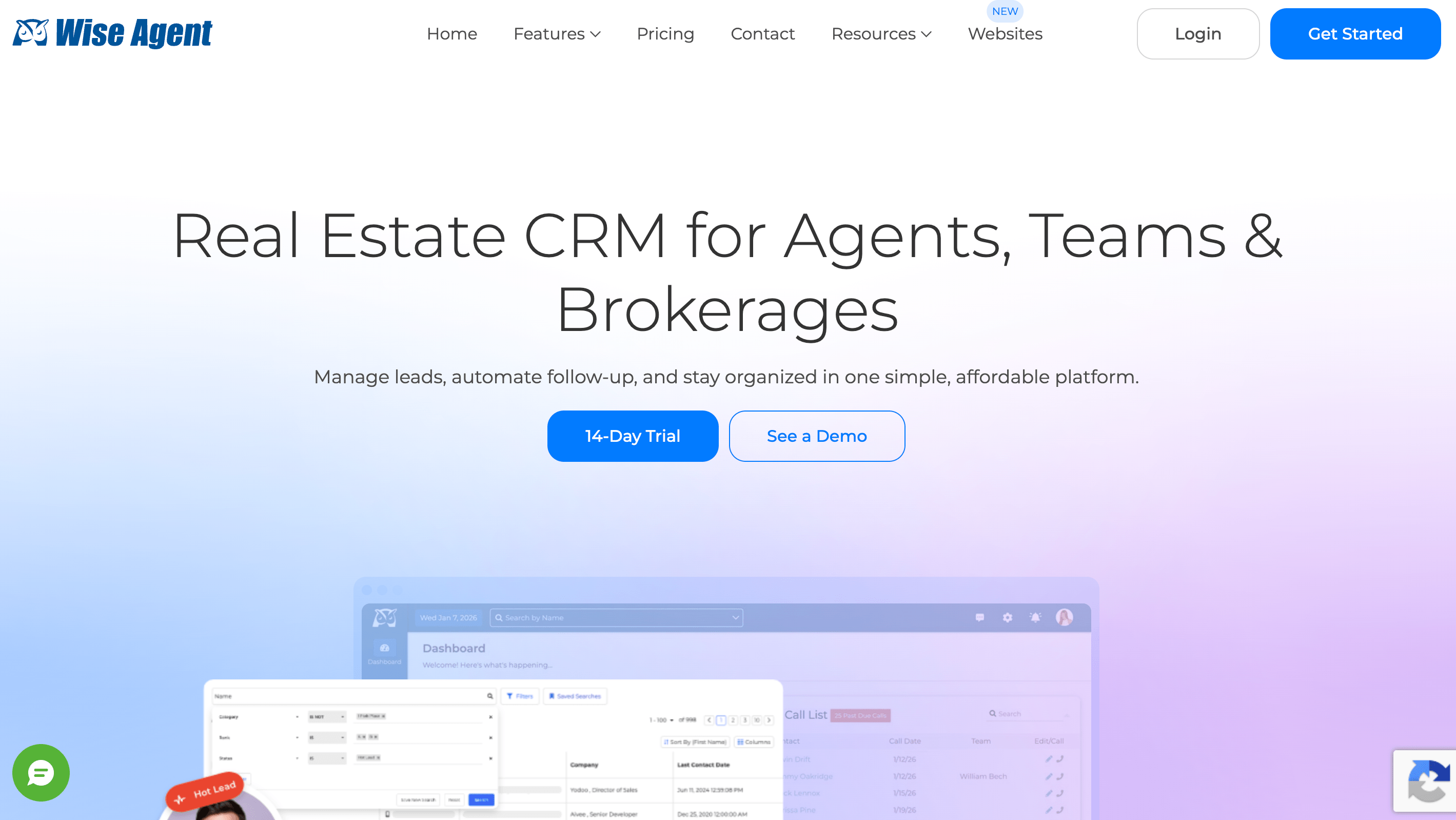 Wise agent's landing page